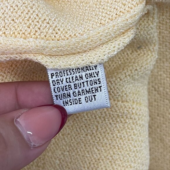 St. John by Marie Gray Women's Yellow Knit Button Down Striped Cardigan 14 - Picture 7 of 11